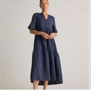 Quince BLACK Gauzy Tiered Maxi Dress